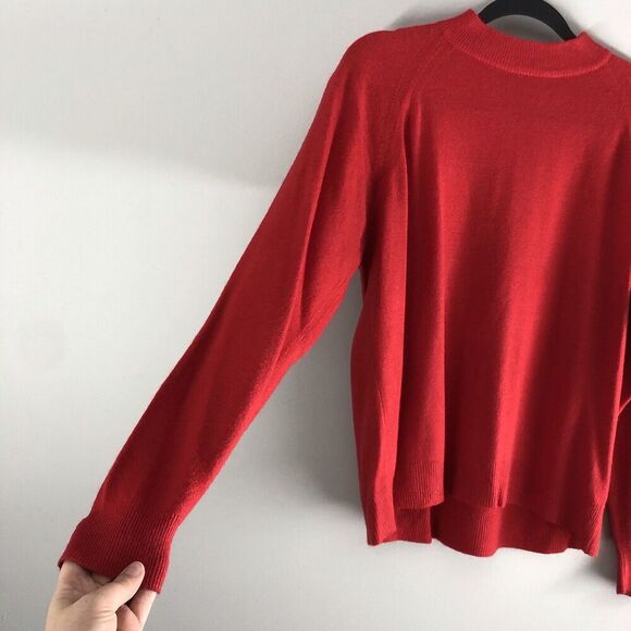 Designers Originals Womens‎ Size Large 40 Sweater Cherry Red Mock Neck 1/4 Zip - Picture 2 of 14